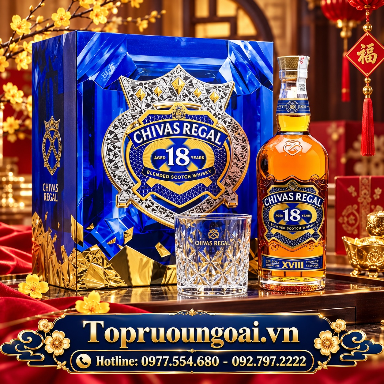 Rượu Chivas 18 năm hộp quà Tết – Dòng whisky cao cấp cho mùa biếu tặng