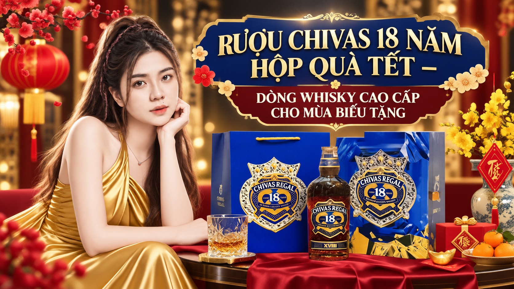 Rượu Chivas 18 năm hộp quà Tết – Dòng whisky cao cấp cho mùa biếu tặng