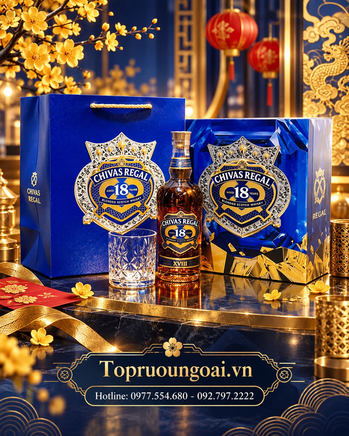 Rượu Chivas 18 năm hộp quà Tết – Dòng whisky cao cấp cho mùa biếu tặng