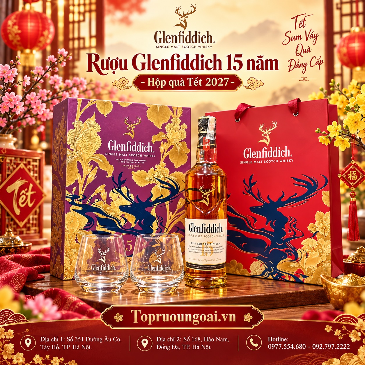 Rượu Glenfiddich 15 năm - Hộp quà Tết