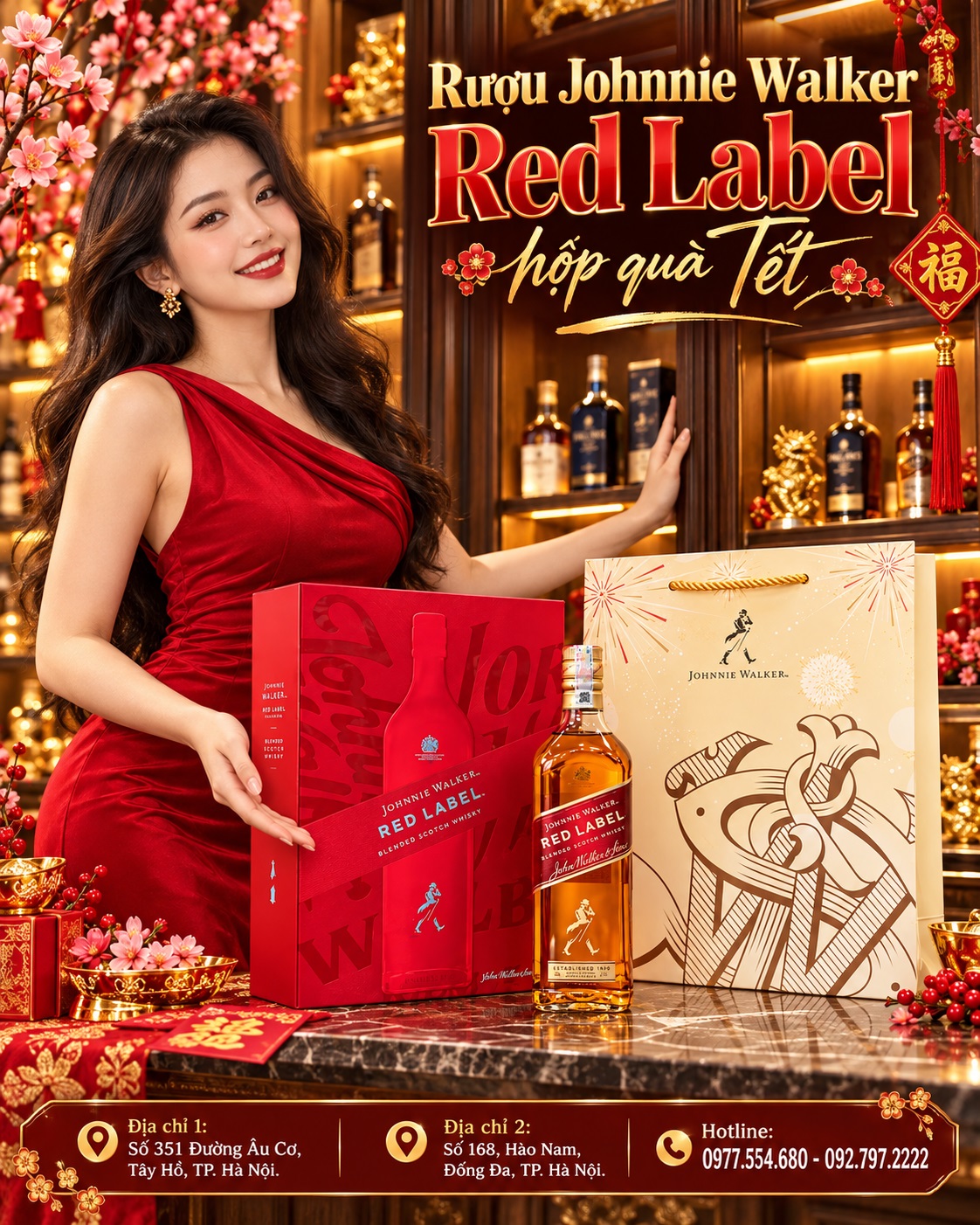 Rượu Johnnie Walker Red Label hộp quà Tết – Chính hãng, mẫu đẹp, dễ biếu