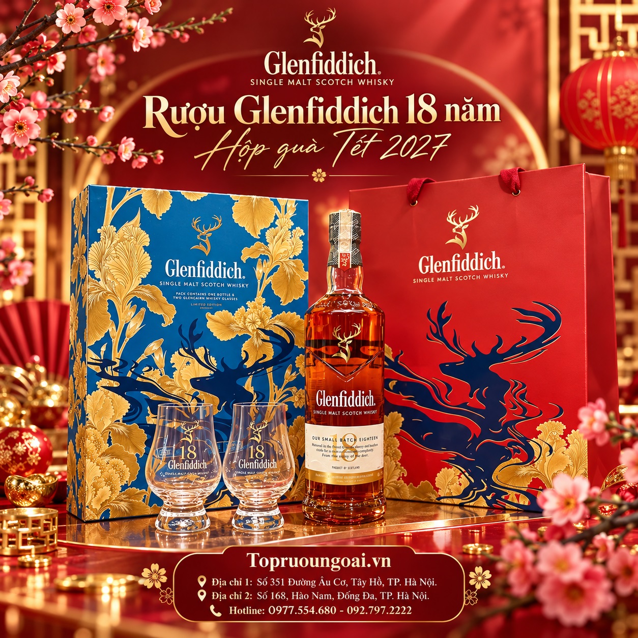Rượu Glenfiddich 18 năm - Hộp quà Tết