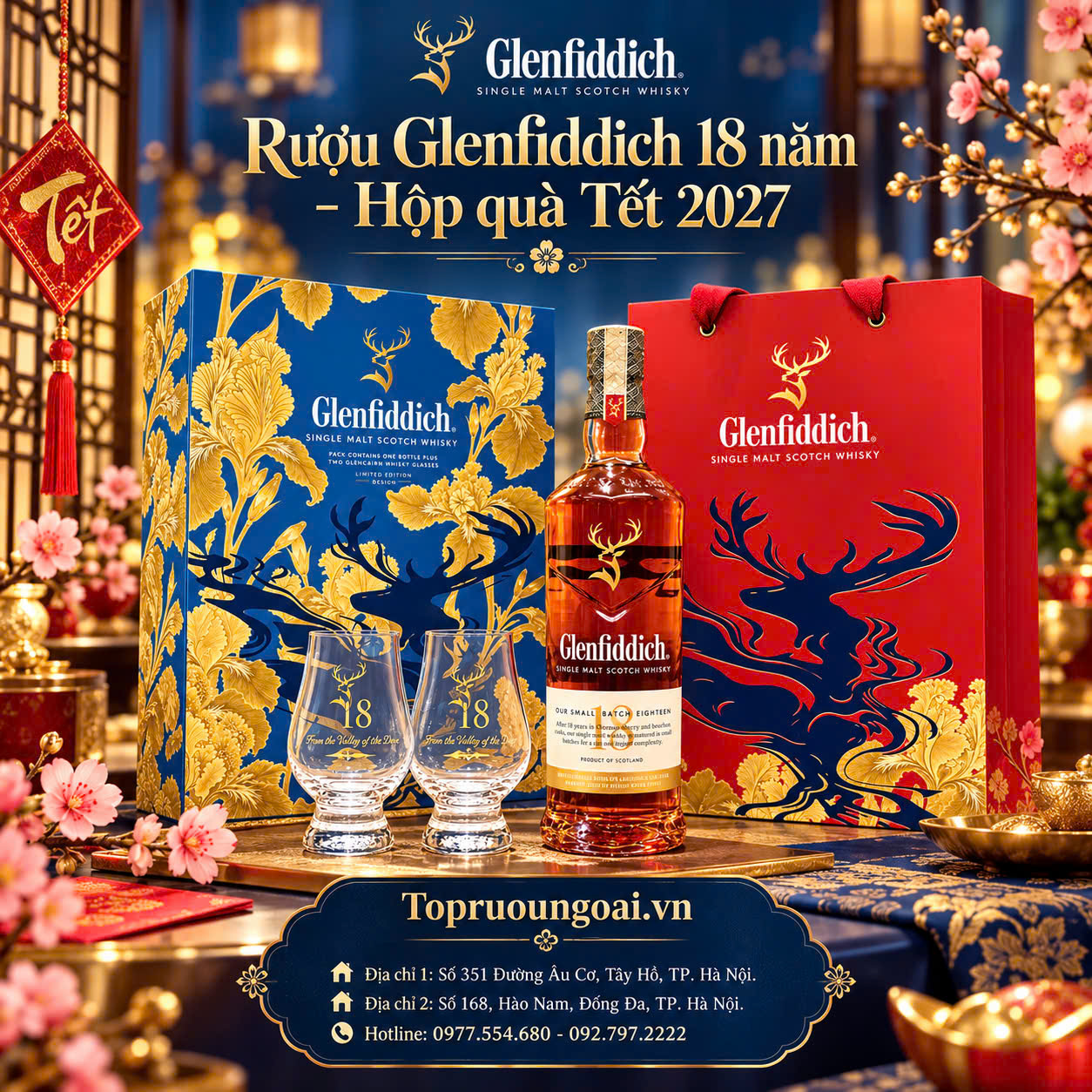 Rượu Glenfiddich 18 năm hộp quà Tết 2027