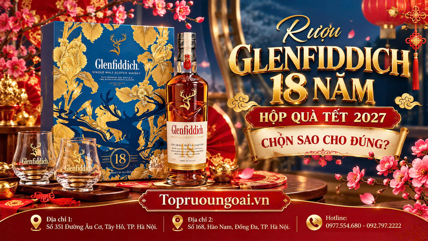 Rượu Glenfiddich 18 năm hộp quà Tết 2027