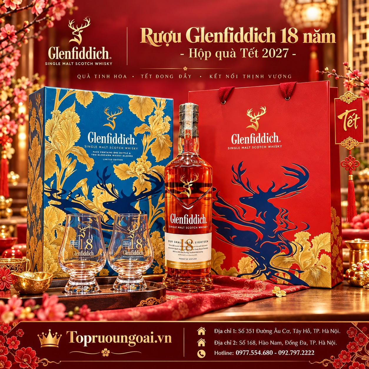 Rượu Glenfiddich 18 năm - Hộp quà Tết