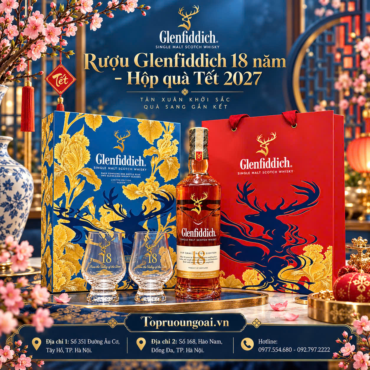 Rượu Glenfiddich 18 năm hộp quà Tết 2027