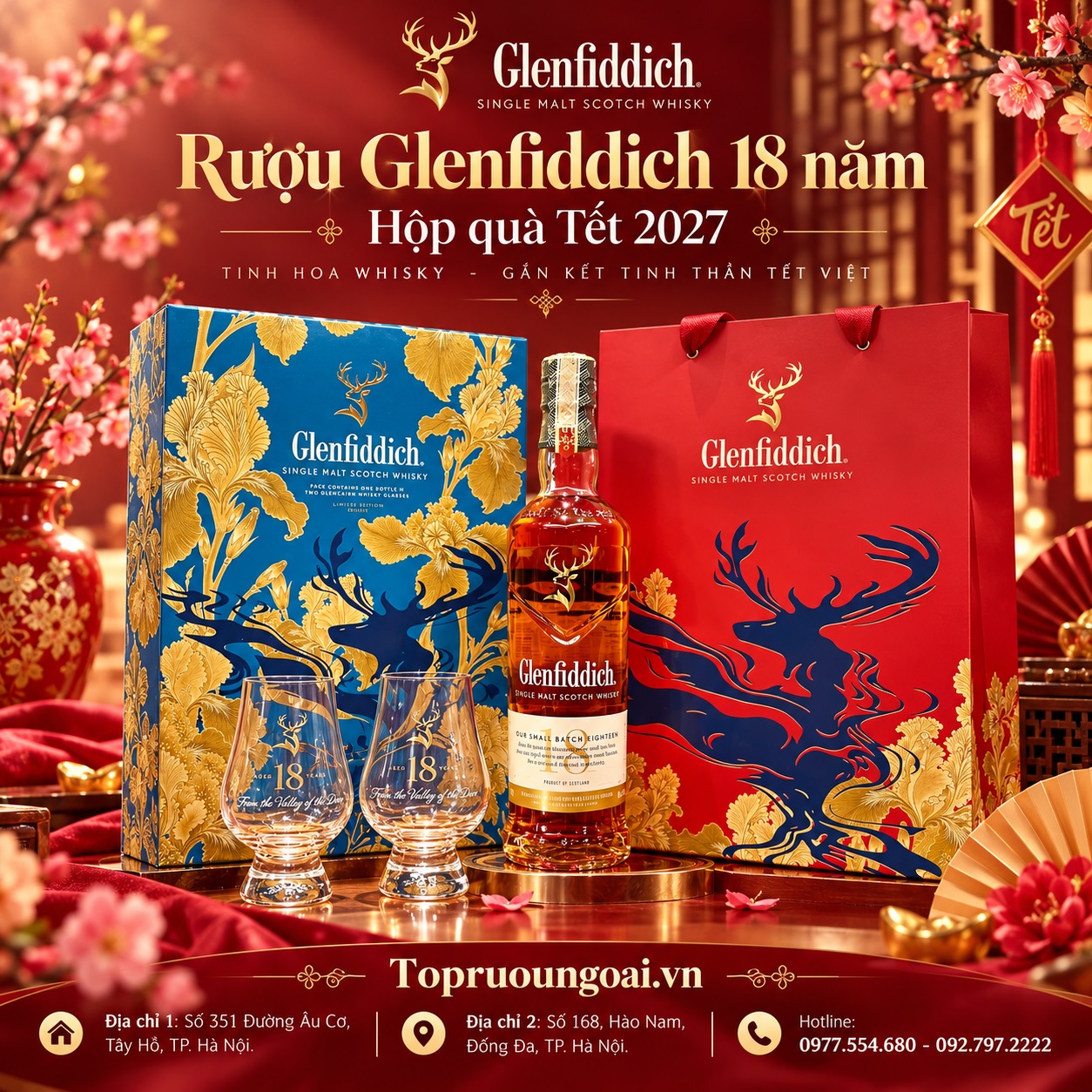 Rượu Glenfiddich 18 năm - Hộp quà Tết
