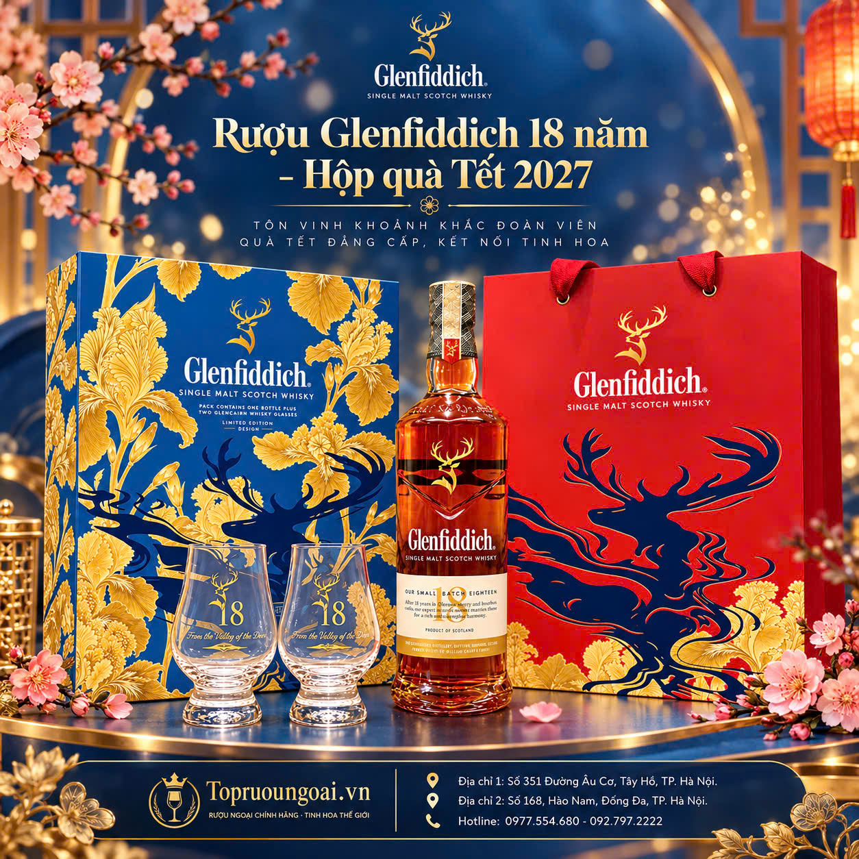Rượu Glenfiddich 18 năm hộp quà Tết 2027