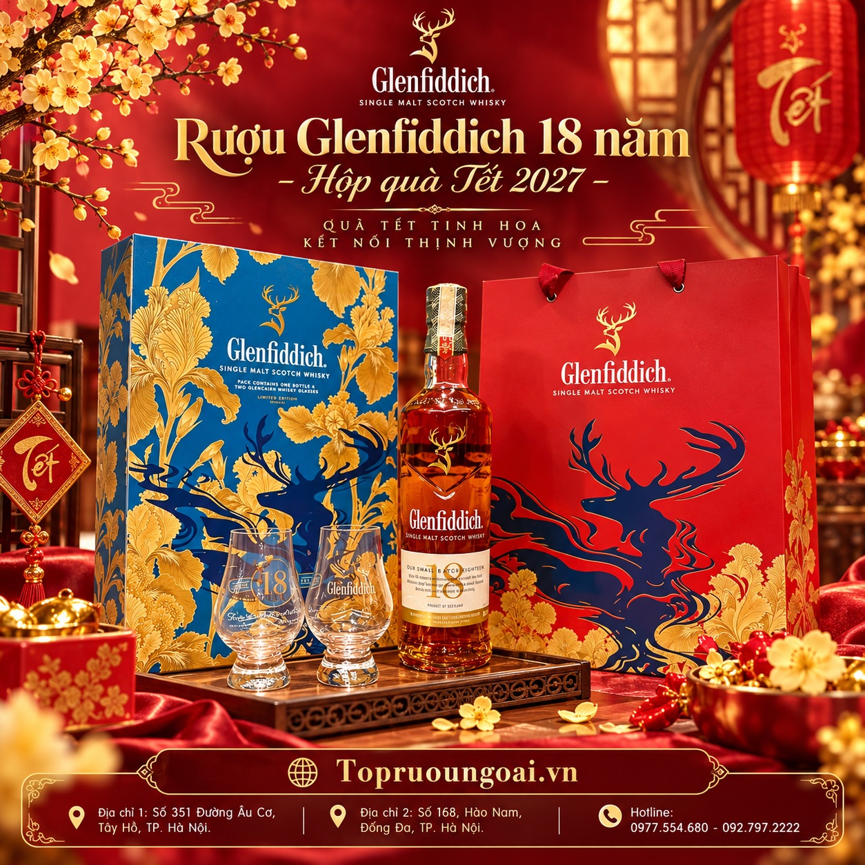 Rượu Glenfiddich 18 năm - Hộp quà Tết