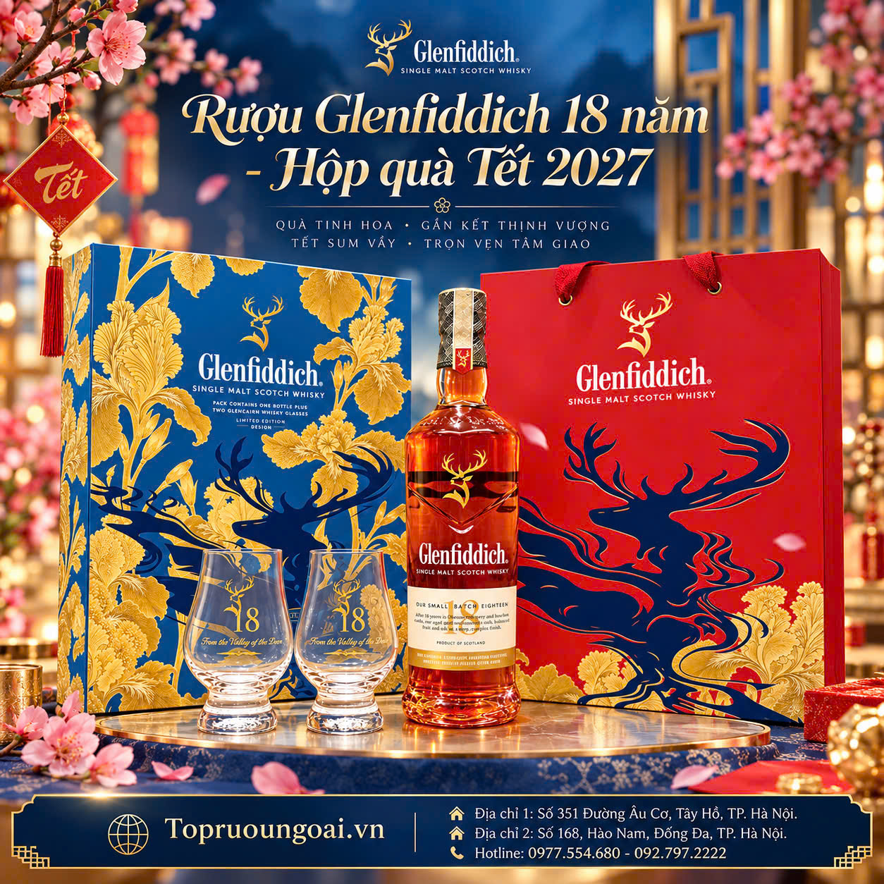 Rượu Glenfiddich 18 năm hộp quà Tết 2027
