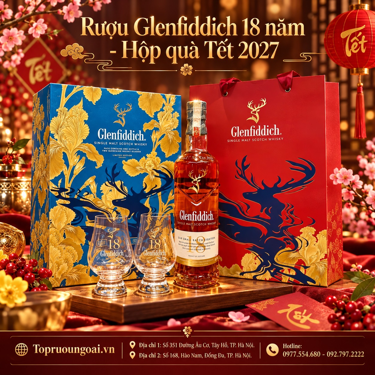 Rượu Glenfiddich 18 năm - Hộp quà Tết