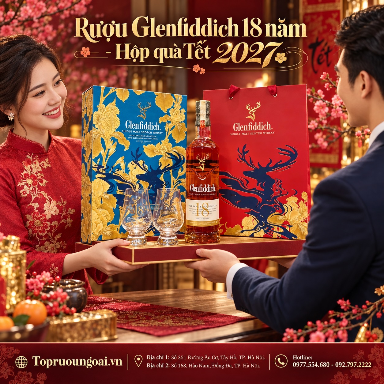Rượu Glenfiddich 18 năm hộp quà Tết 2027