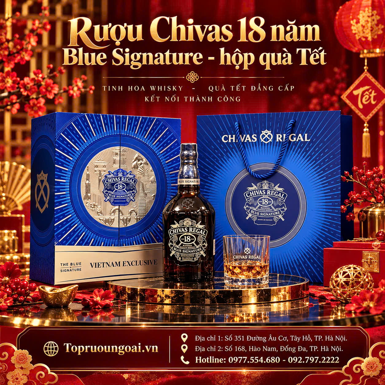Rượu Chivas 18 năm Blue Signature - Hộp quà Tết 2027
