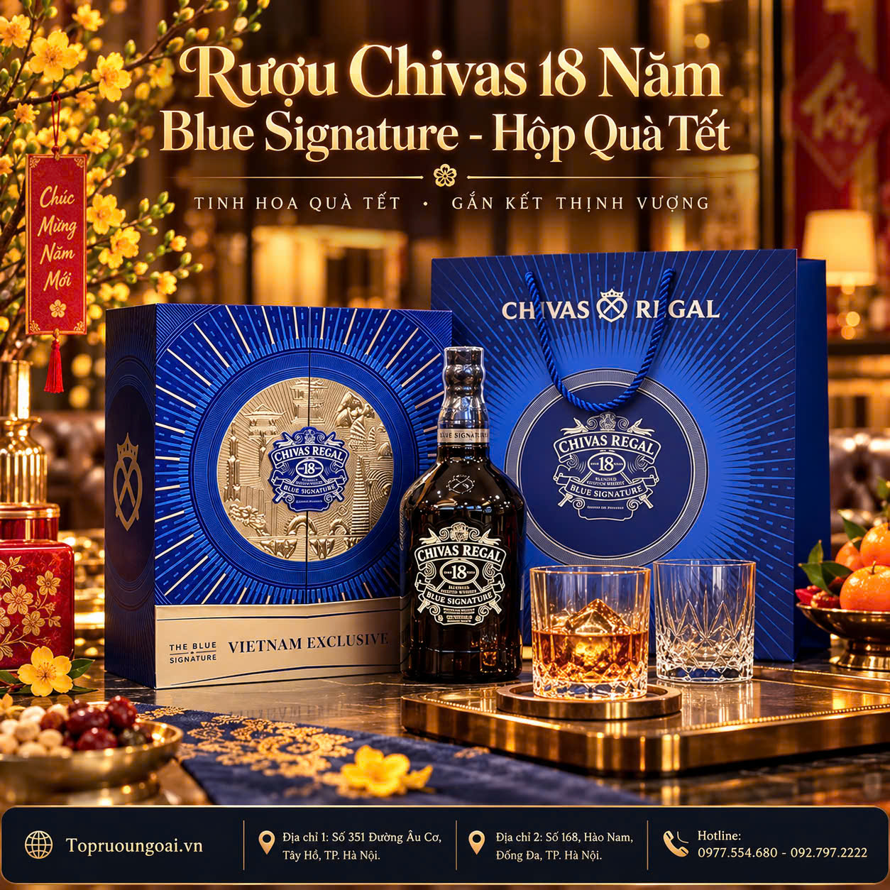 Rượu Chivas 18 năm Blue Signature - Hộp quà Tết 2027