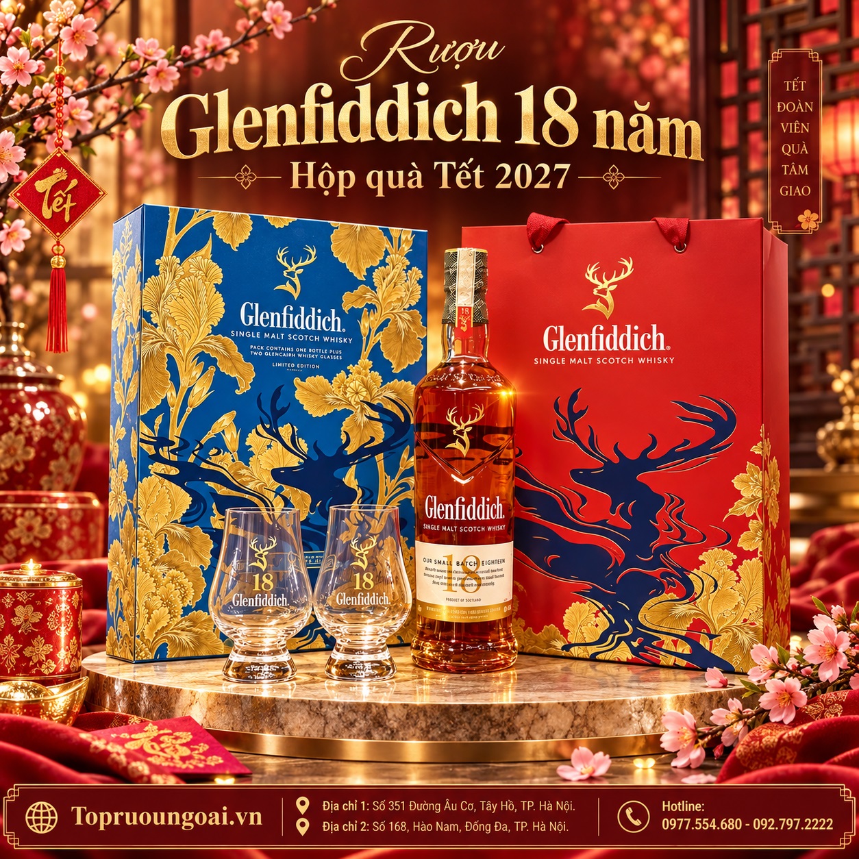 Rượu Glenfiddich 18 năm - Hộp quà Tết