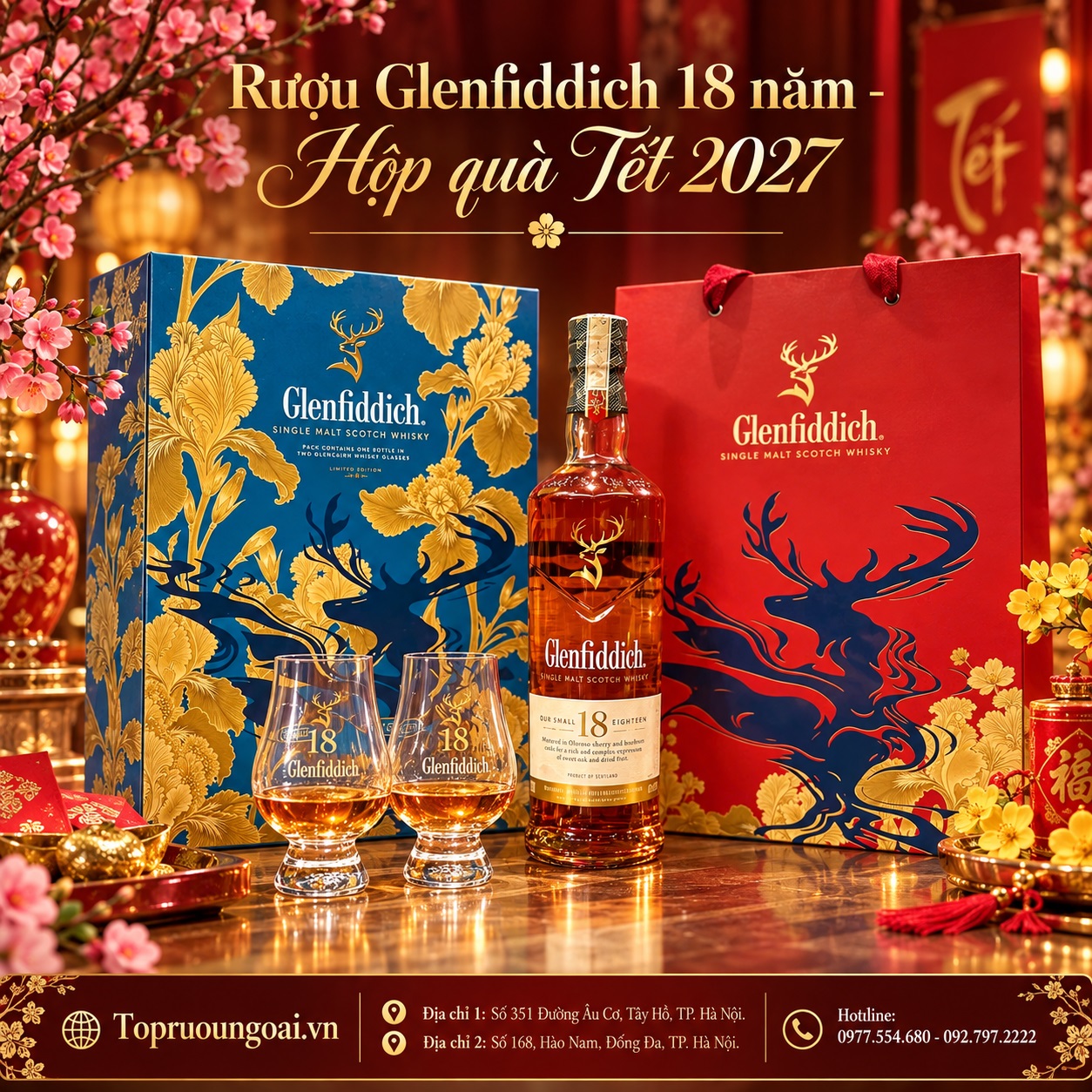 Rượu Glenfiddich 18 năm - Hộp quà Tết