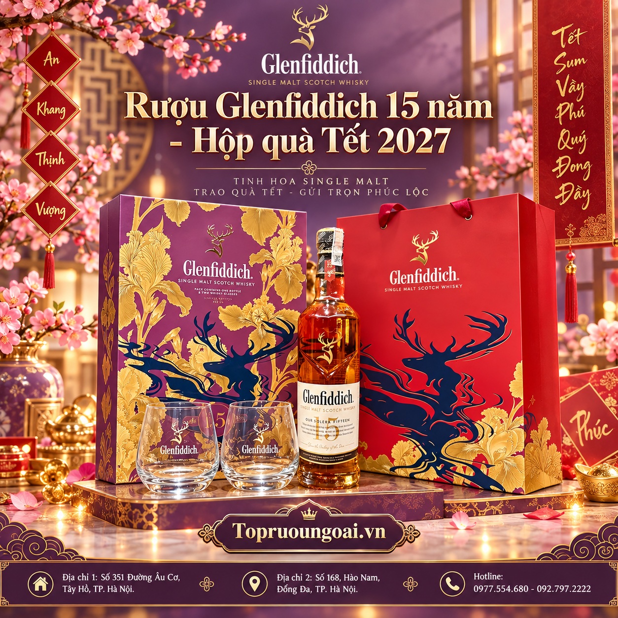 Rượu Glenfiddich 15 năm hộp quà Tết 2027 – Món quà mang dấu ấn riêng