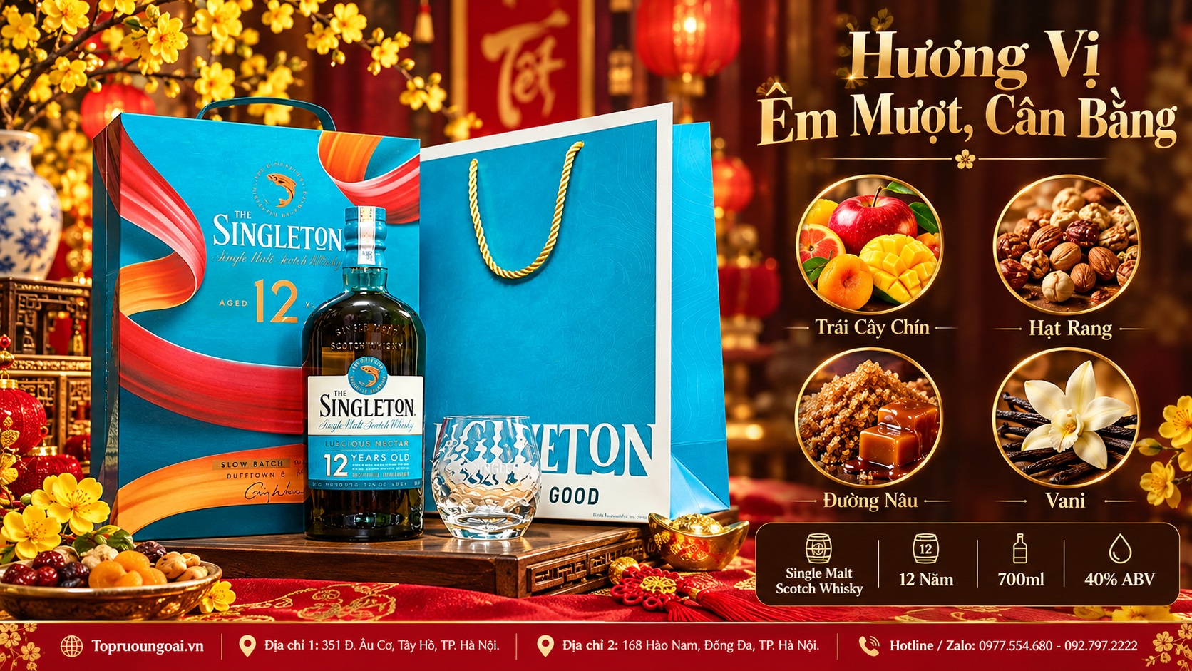 Rượu Singleton 12 năm hộp quà Tết: Có gì đặc biệt, mua ở đâu uy tín?