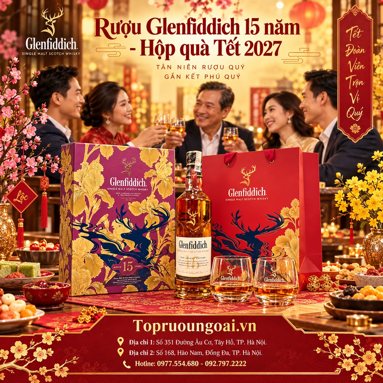 Rượu Glenfiddich 15 năm - Hộp quà Tết