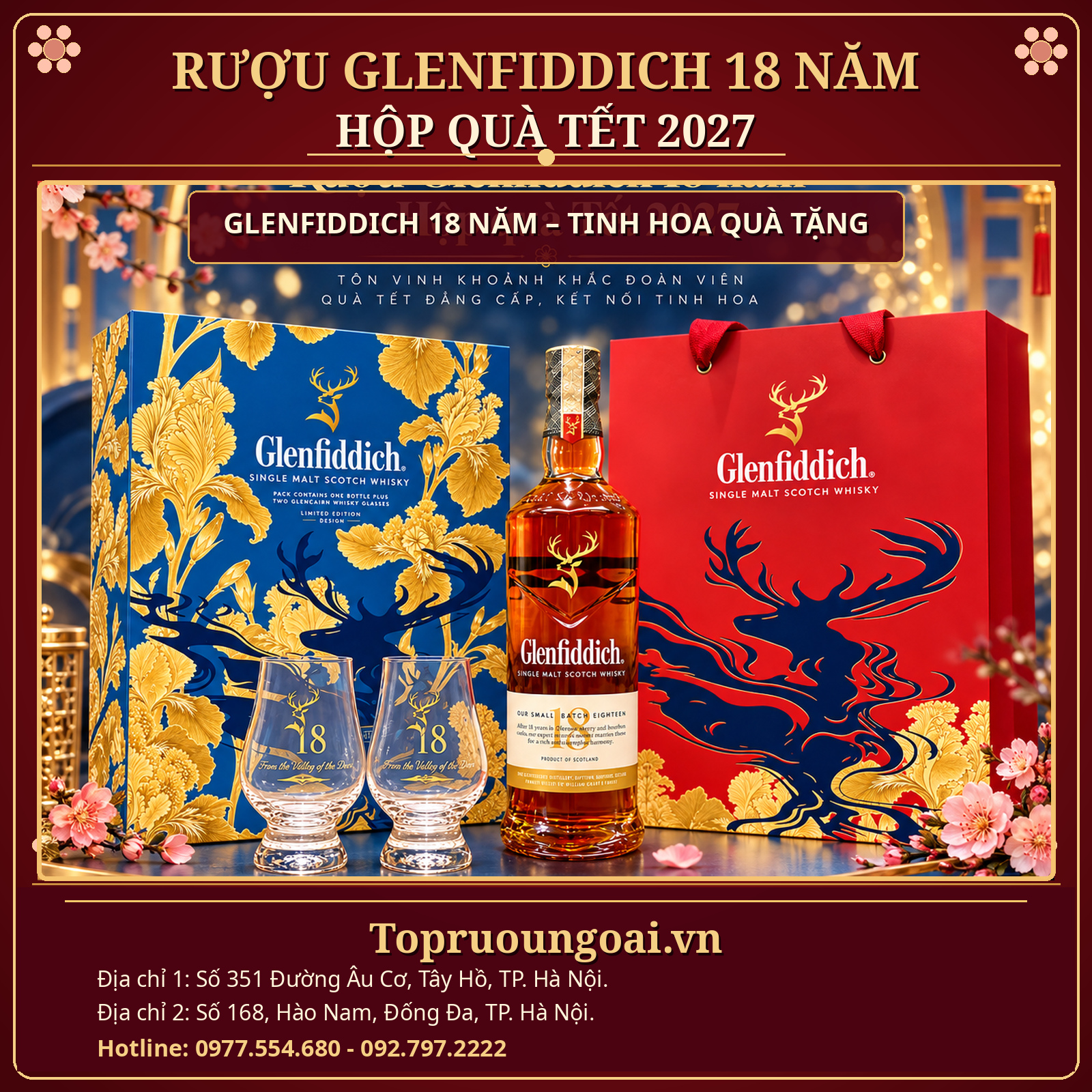 Rượu Glenfiddich 18 năm hộp quà Tết 2027