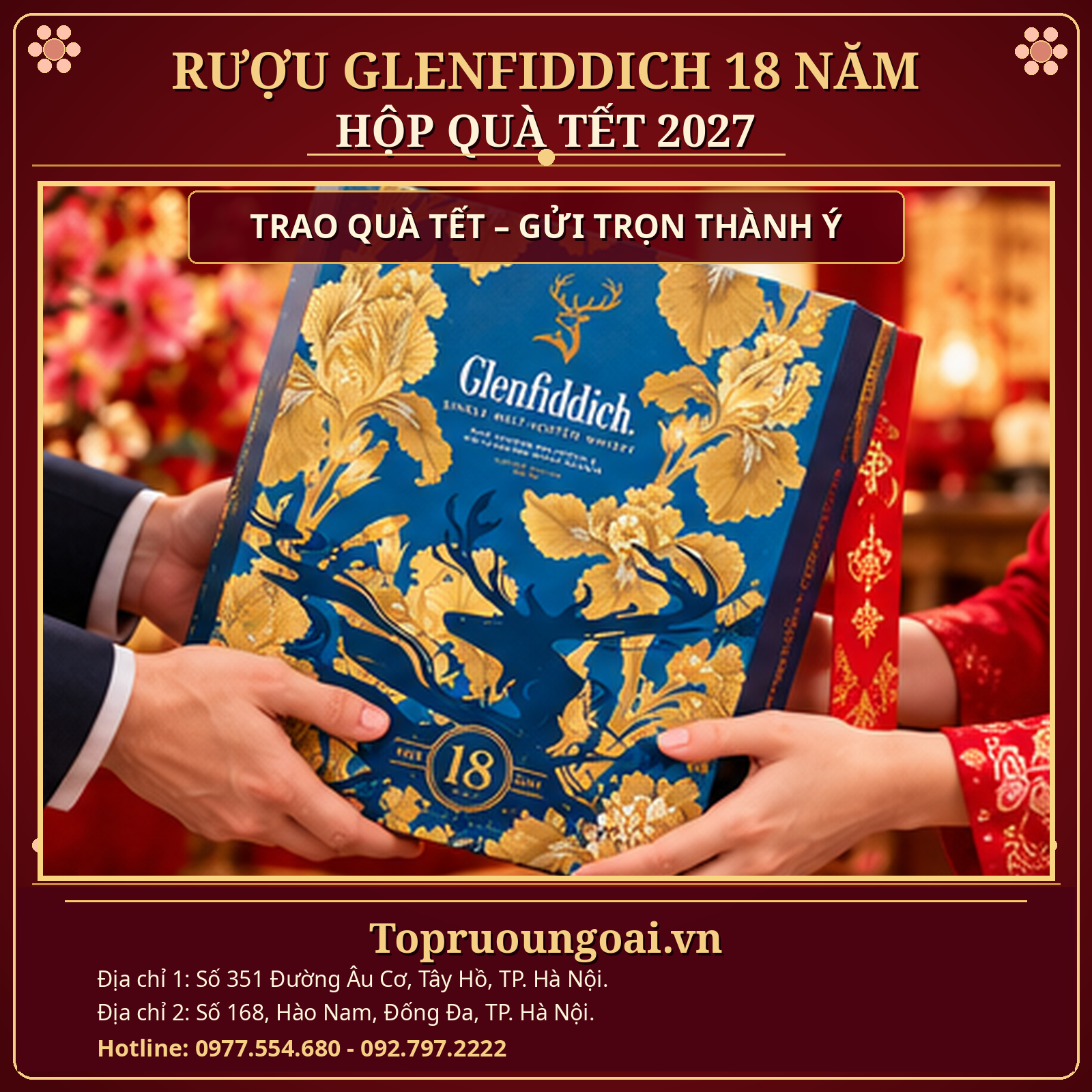 Rượu Glenfiddich 18 năm hộp quà Tết 2027