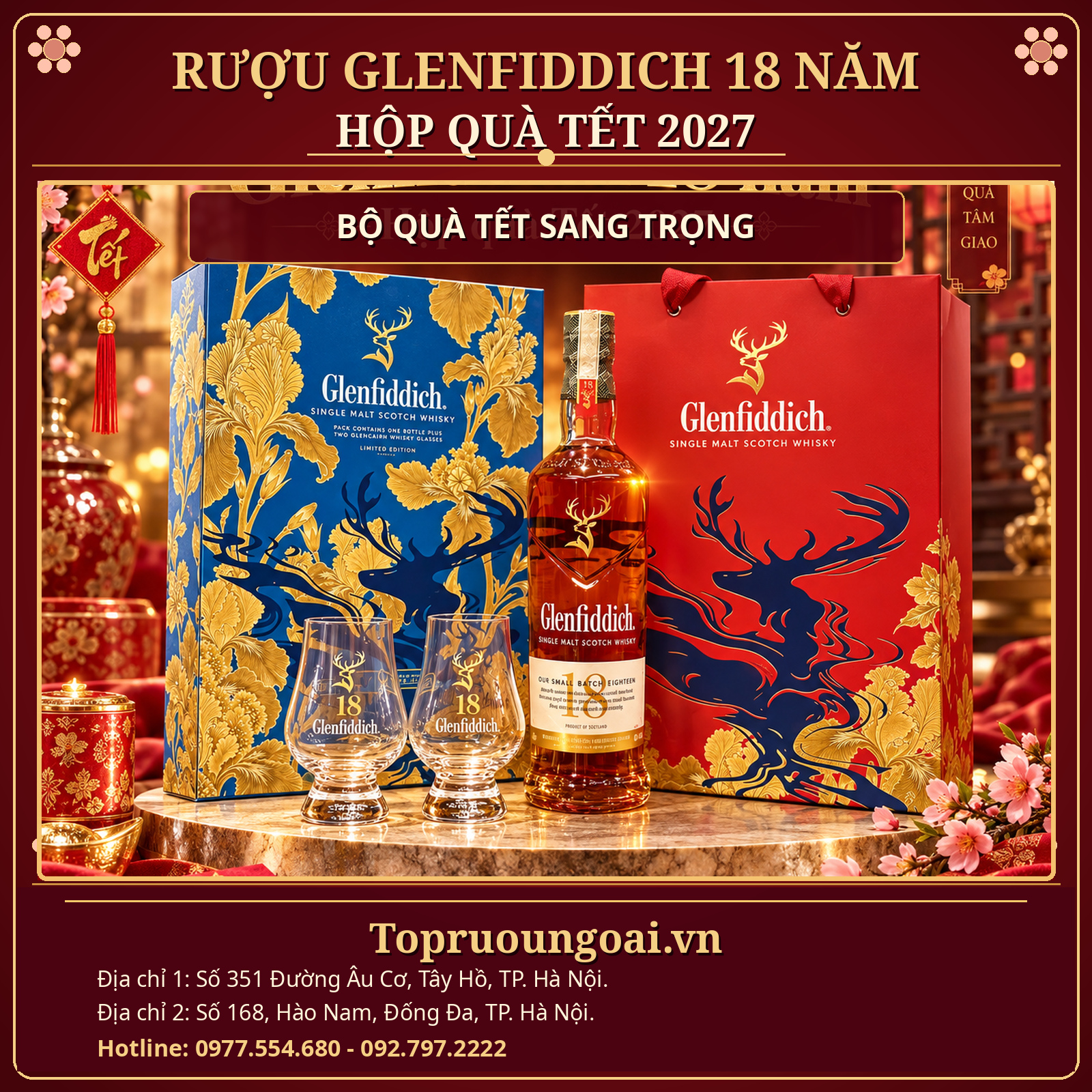 Rượu Glenfiddich 18 năm hộp quà Tết 2027