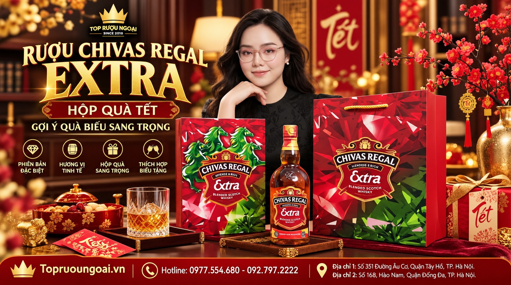 Rượu Chivas Regal Extra hộp quà Tết – Gợi ý quà biếu sang trọng