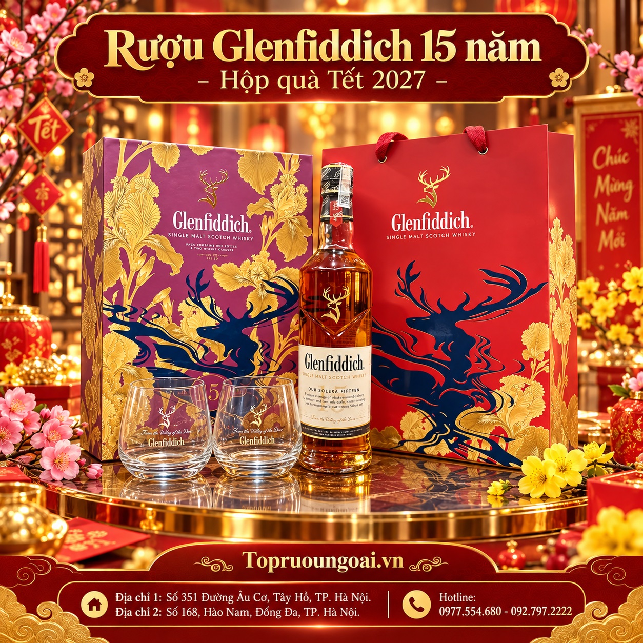 Rượu Glenfiddich 15 năm - Hộp quà Tết