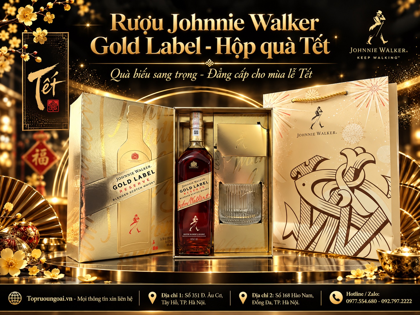 Rượu Johnnie Walker Gold Label - Hộp quà Tết
