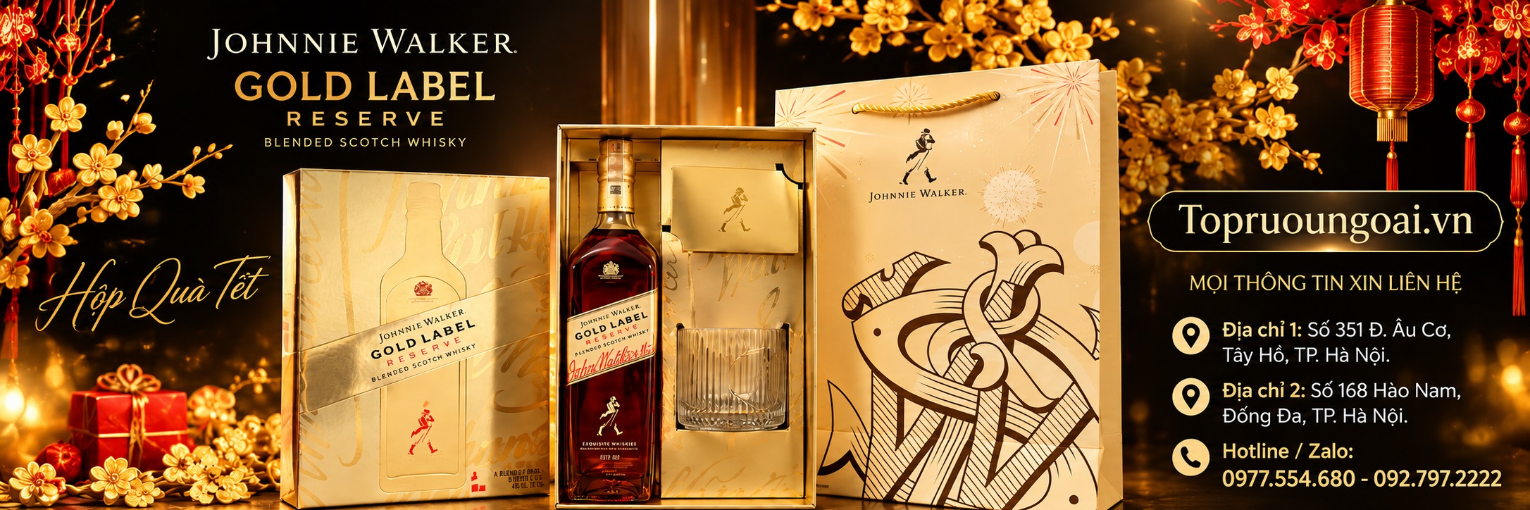 Rượu Johnnie Walker Gold Label hộp quà Tết 
