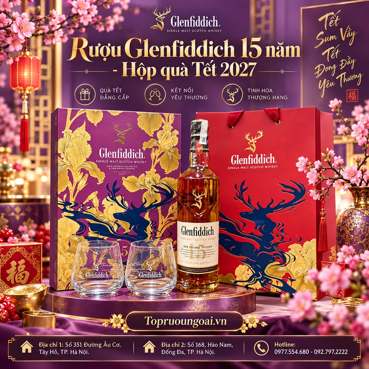 Rượu Glenfiddich 15 năm - Hộp quà Tết