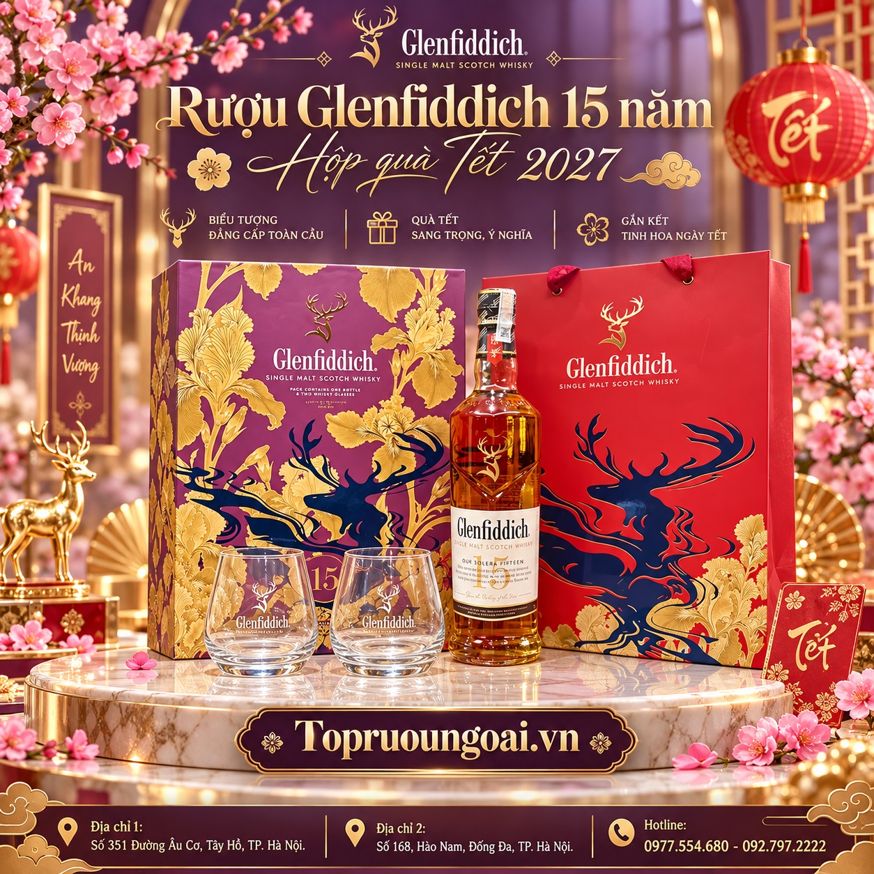 Rượu Glenfiddich 15 năm - Hộp quà Tết