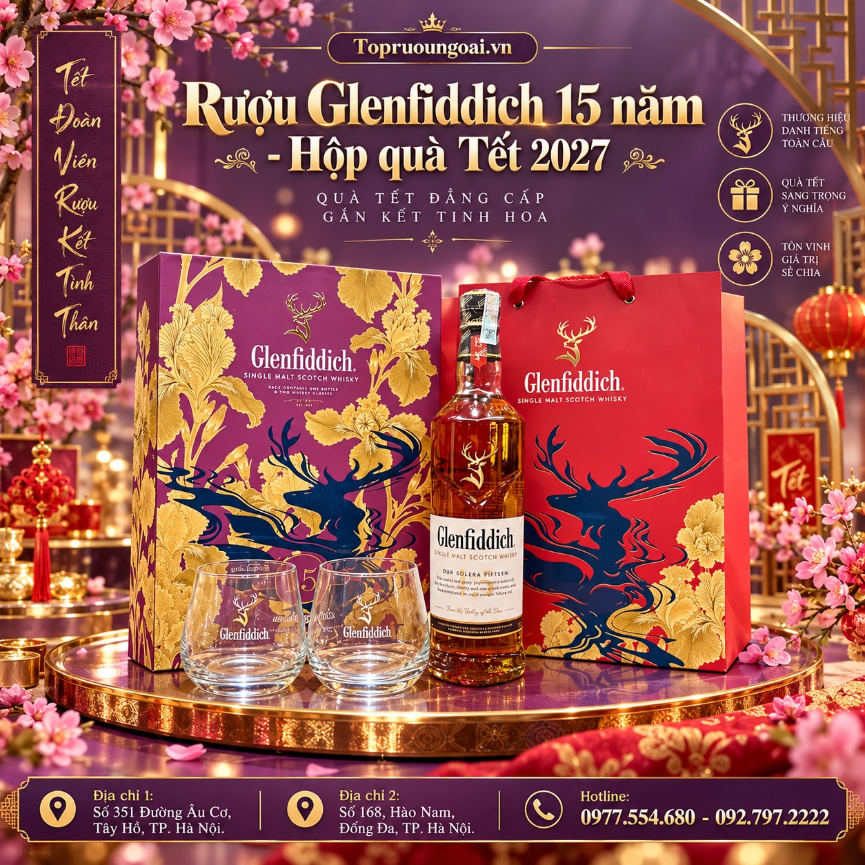 Rượu Glenfiddich 15 năm - Hộp quà Tết