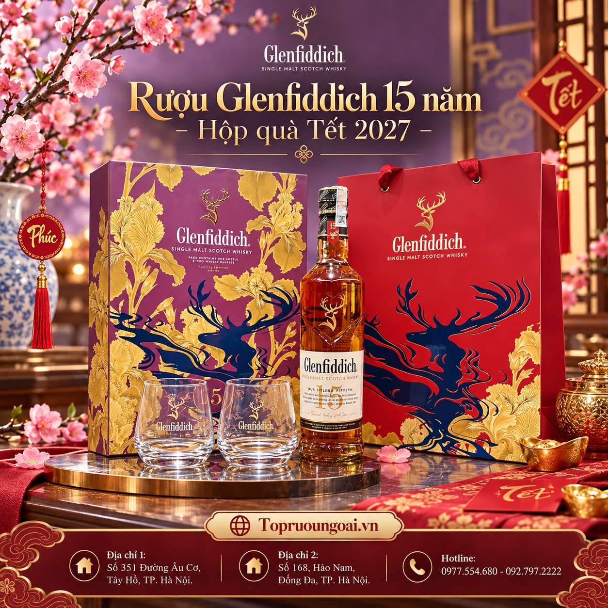 Rượu Glenfiddich 15 năm - Hộp quà Tết