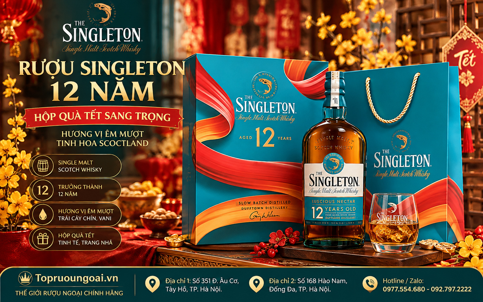 Rượu Singleton 12 năm hộp quà Tết: Có gì đặc biệt, mua ở đâu uy tín?